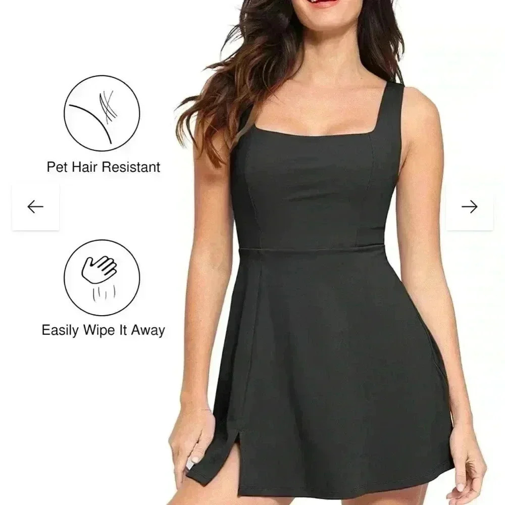 POPILUSH Shapewear Dress Square Neck Workout (pockets on the inner short…
